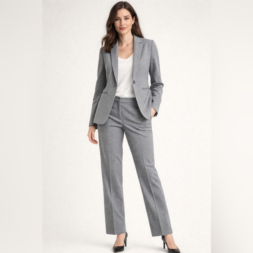 NWOT 2-Piece Banana Republic Size 0P Gray & Black Polka Dot Suit